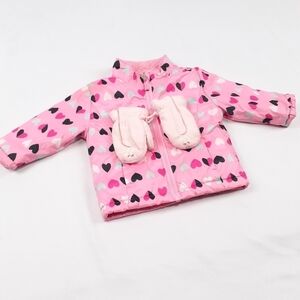 Girls Healthtex Fleece Lined Jacket & Mittens